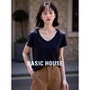 Базовая женская футболка Basic House с V-образным вырезом и коротким рукавом из лиоцелла Tencel