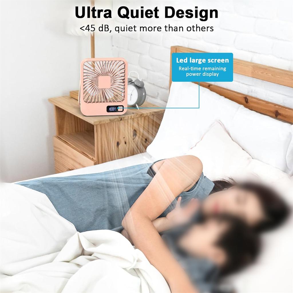 Настольный вентилятор, портативный USB-перезаряжаемый вентилятор, наклон на 180°, складной персональный вентилятор с индикатором питания, 5 скоростей, бесшумный настольный вентилятор