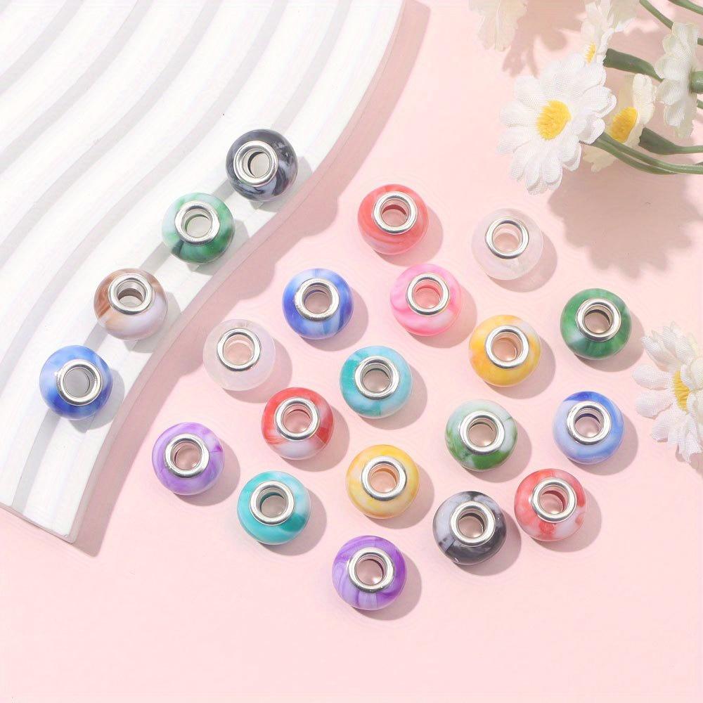 7/14/21 шт. европейских бусин-разделителей с крупными порами из смолы, случайный подбор цветов, серия очаровательных светлых бусин, принадлежности для изготовления ювелирных изделий из ожерелий и браслетов