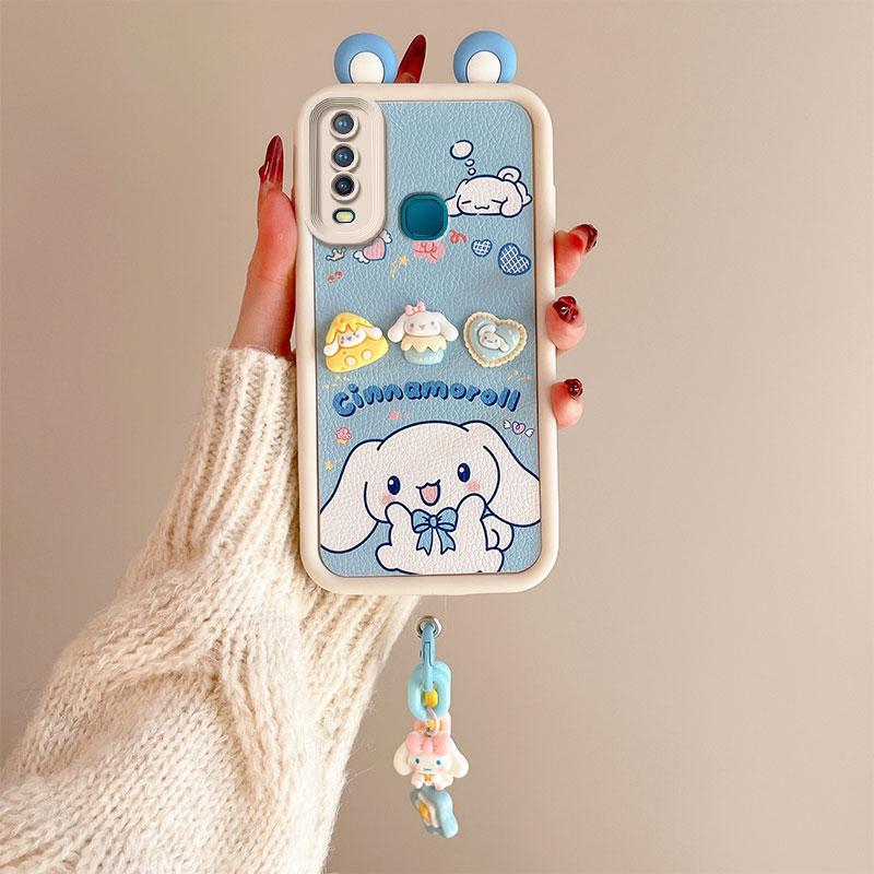 KEYSION Милый чехол с 3D-мультяшным изображением уха для VIVO Y17 Y15 Y12 с браслетом, мягкий силиконовый противоударный чехол для телефона VIVO Y11 2019