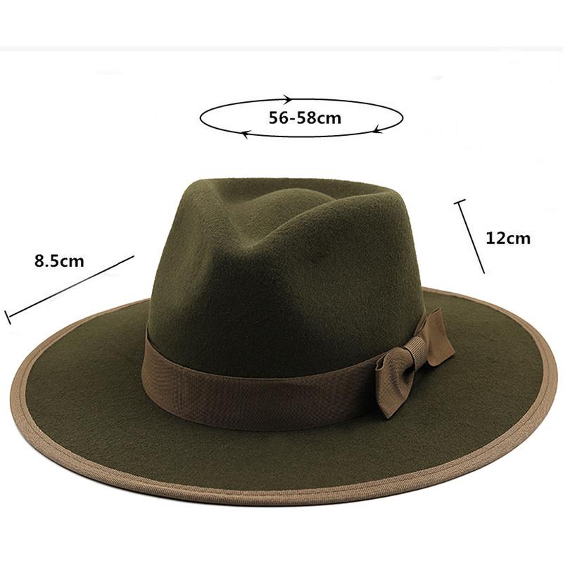 Желтая женская и мужская шерстяная шляпа-федора с бантом и лентой, джентльменская элегантная женская кепка зима-осень с широкими полями, джазовая церковная панама-сомбреро