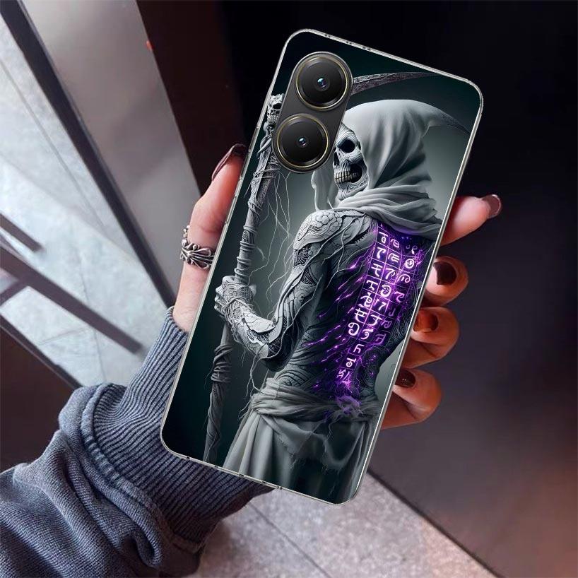 Death Grim Reaper Skull Scythe Phone Case For Xiaomi Poco X5 X6 X7 Pro F7 Ultra M7 Redmi 15C 15 13C 13 12C 12 10 10C 10A 9 9C 9T