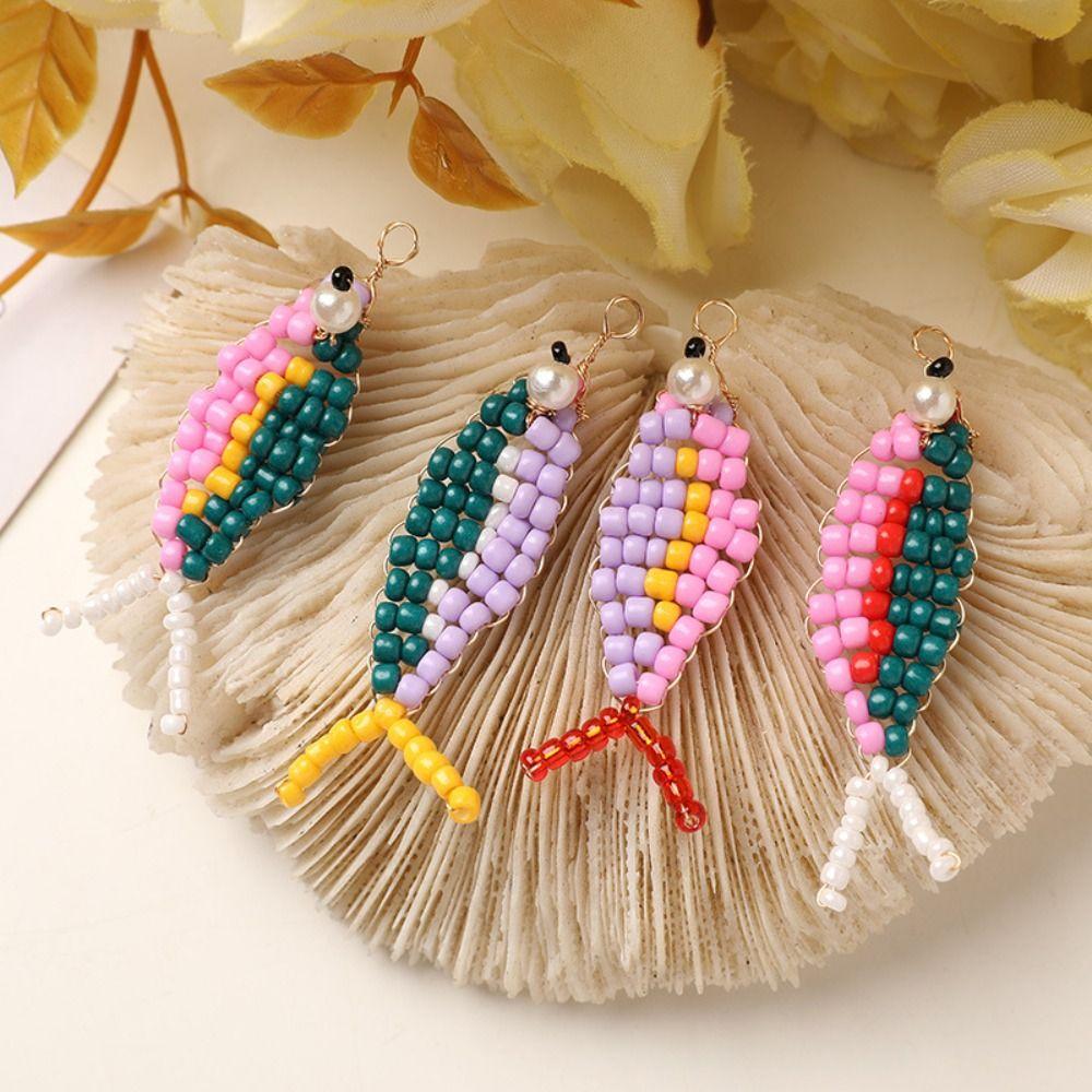 4pcs/set Handmade Craft Beads Diy Charms 3D Fish Shaped Bag Pendant Hairpin Making Kit