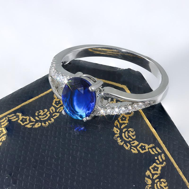 Hot Blue Zircon Ring Shiny AAA Attend Wedding Event Party Anniversary Gift High Quality Boutique Jewelry Ring for Women's