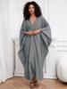 Classy Grey Women Loose Homewear Robe Kaftan Caftan Moo Moo Dress Versatile Bathing suit cover up Light jacket Q1306