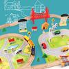 Детский деревянный набор для раннего развития, 82 детали, имитация трассы, маленький поезд, городское дорожное движение, набор для родителей и детей, игрушки