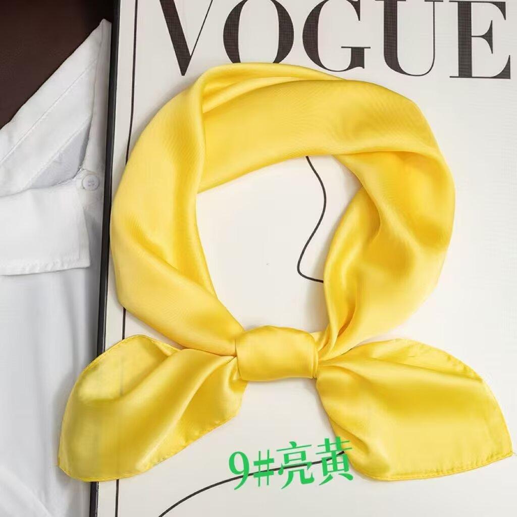 Silk scarf women's solid color satin 71 new summer thin small square scarf headscarf decorative small scarf UV protection