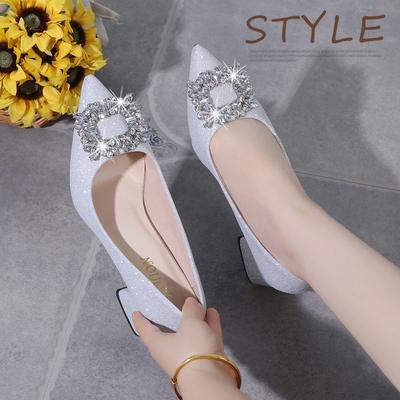 Модные туфли со стразами Женские туфли 2025 роскошные женские туфли Квадратный каблук Туфли на высоком каблуке Дизайнерский бренд Лодочки Заостренный носок Удобные