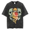 Vintage Washed Tshirts Chainsaw Man Anime T Shirt for Men Harajuku Oversize Tee Cotton Fashion Streetwear Unisex Tops