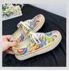 Женские парусиновые туфли 2025 года, парусиновые туфли с радужным дизайном, женская повседневная обувь на шнуровке, женские туфли на плоской подошве с граффити, Zapatos Mujer