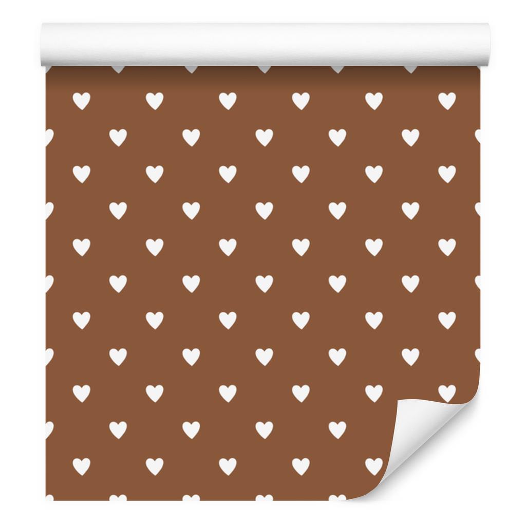 Heart Wallpaper Orange, Beige and Light Gray 50x1000
