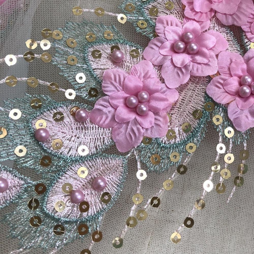 3D Cloth Sticker Bead Phoenix Tail Flower Clothing Sew Patches Floral Lace Fabrics Applique Skirt