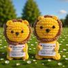 Positive Crochet Lion Doll with Card Home Room Decor Handmade Knitting Emotional Support Lion Animal Ornament Christmas Gift