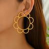Metal Punk Style Women's Jewelry Geometric Sunflower Design Hollow Earrings Versatile Niche Versatile Earrings