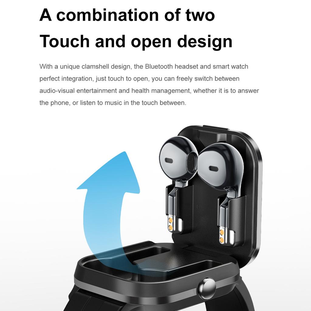 D8 Pro 2-в-1 TWS-наушник с поддержкой Bluetooth, умные часы для мониторинга здоровья, поддержка Bluetooth-звонков, спортивные часы, силиконовый ремешок