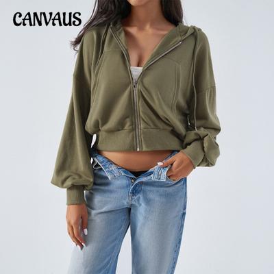 Женская осенне-зимняя повседневная свободная куртка-кардиган с заниженной линией плеч на молнии с капюшоном Bm