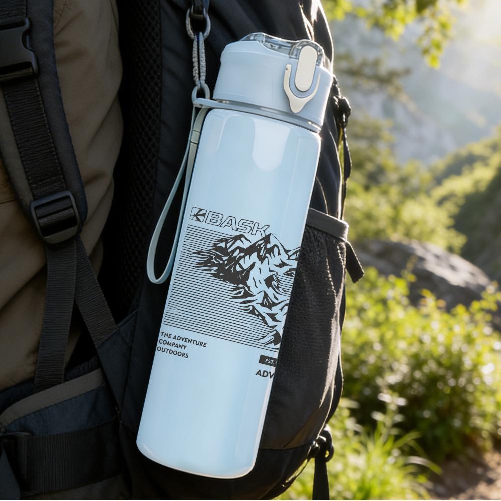 1PC Thin wave line minimal sketch print 750ml colorful plastic sports water bottle leakproof pop up lid with straw for outdoor work home use