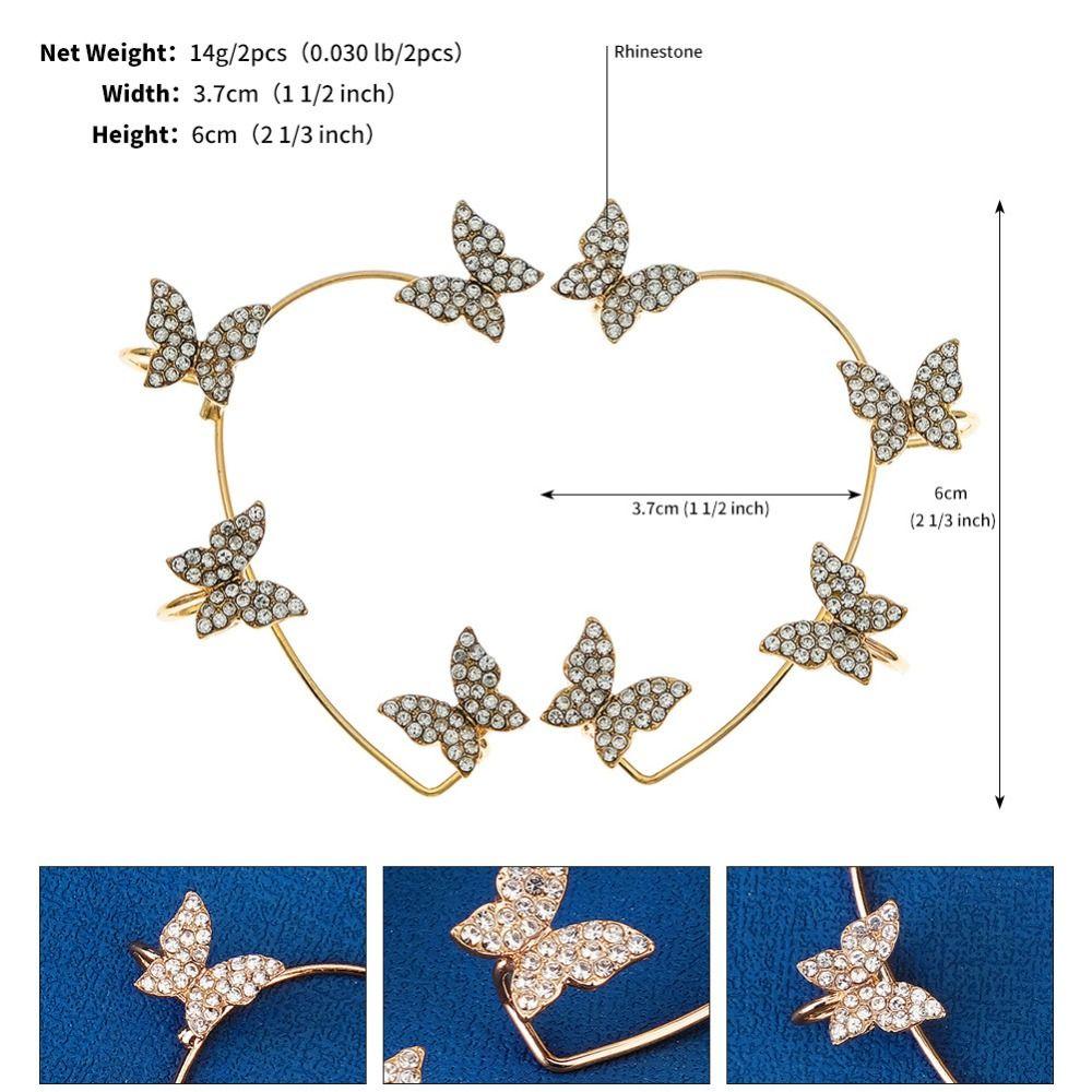 Fairy Pearl Flower Ear Cuffs Chic Rhinestone Ear Clips Fashion Butterfly Elf Ear Cuff Women