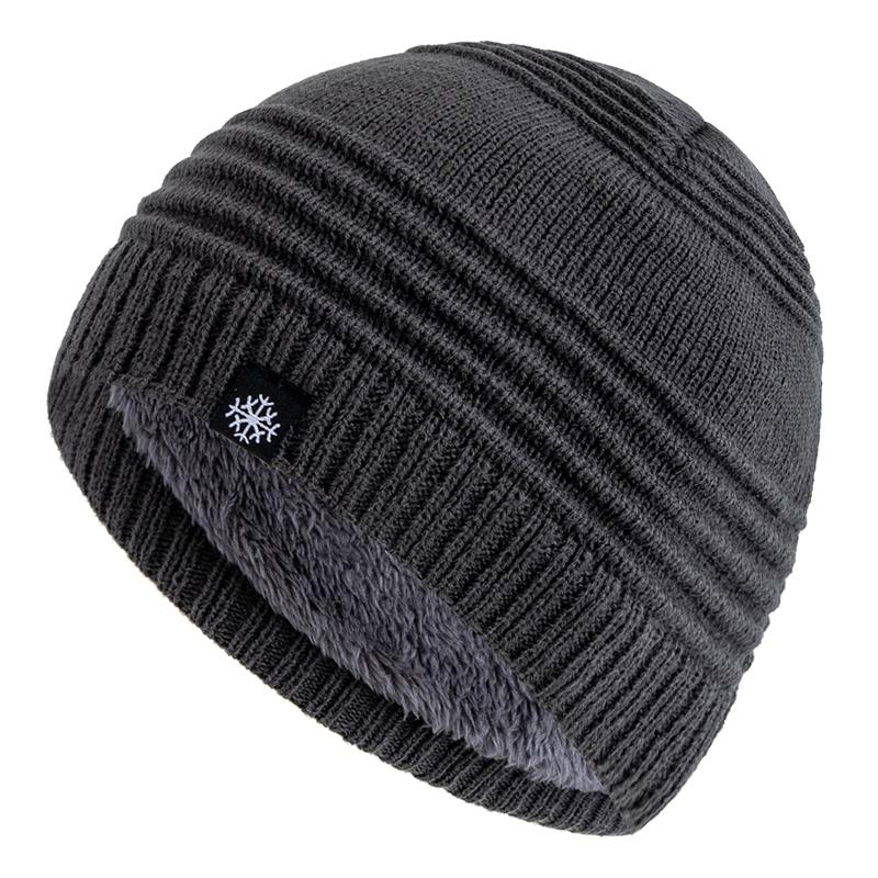 New Style Unisex Fur Lined Beanie Hat Keep Warm Winter Hat Thick Hat For Men And Women Snow Label Fashion Winter Cap