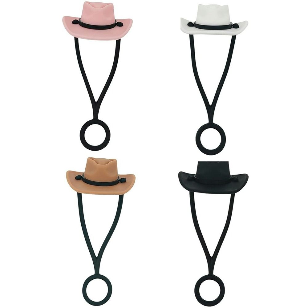 1/4Pcs Reusable Silicone Cowboy Hat Straw Covers Dust-Proof Straw Caps for Stanley Cup 30 40 Oz Bar