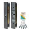 WEST333 Sliding Door Lock, Center Lock, Replacement, Entry Door Lock, Dimple Lock, 5 Keys, Bronze, Replacement Instructions Included