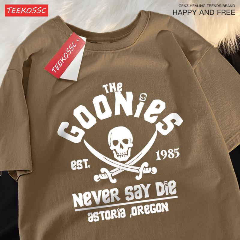 Футболки The Goonies Never Say Die Мужские Женские Удобная Футболка с Круглым Вырезом Дышащие Хлопковые Футболки Уличная Свободная Парная Одежда