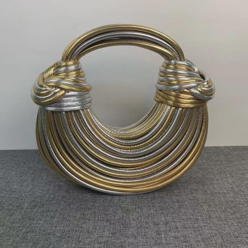 Женская сумка-мессенджер премиум-класса Gold Cross-Border - сумка-мессенджер Niche Woven Design