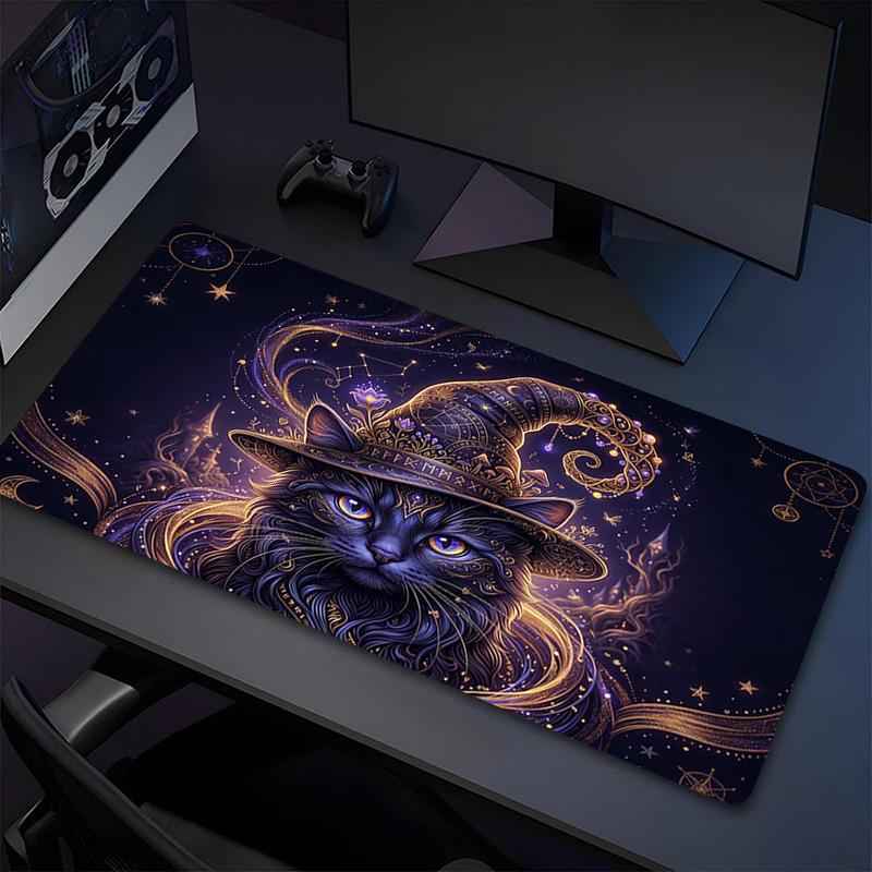 Игровой коврик для мыши Witch Cat XL Нескользящая резиновая основа Прошитый край Водонепроницаемый коврик для стола Для ПК Ноутбука Геймера Офиса Компьютерные Аксессуары C927718