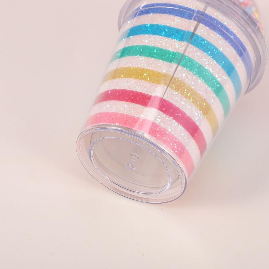 Новая пластиковая чашка для воды с единорогом, летняя детская соломенная чашка для пары, милая креативная портативная портативная чашка, кукольная чашка