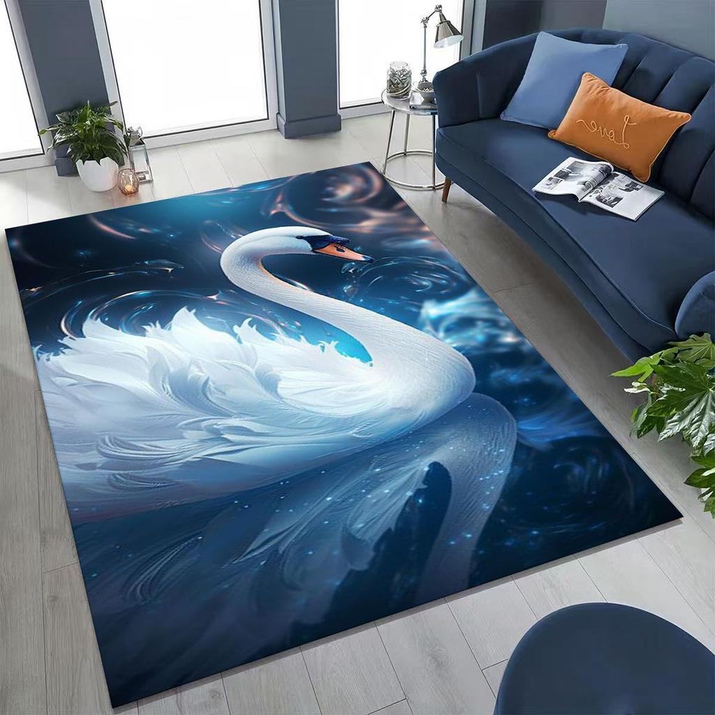 Ковер Мультфильм Искусство Лебедь Мечты Любви для Спальни Гостиной Дивана Домашний Декор Придверный коврик, Большой Детский Игровой Нескользящий Напольный Коврик Подарок