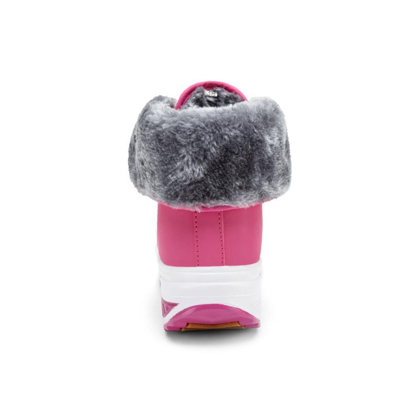 Женские зимние сапоги Plus Velvet Snow Boots Casual Suede на шнуровке из искусственной кожи, теплые, с покатым каблуком, хлопковые, большие, толстые, нескользящие