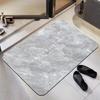 Grey Marble Vein Rounded Corner Bath Mat Non Slip Water Absorbent Bathroom Entryway Home Decor Floor Rug