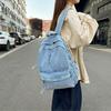 Japanese Style Denim Backpack Street Style Solid Crossbody Bag Portable Vintage Handbag  Travel