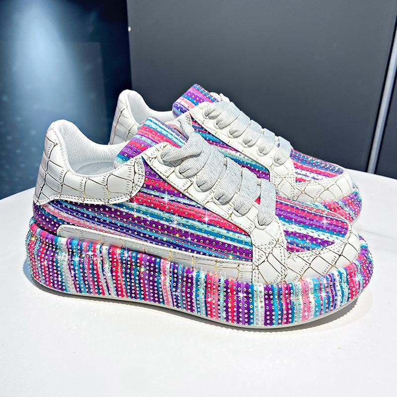 Красочные туфли для спорта со стразами «Звездное небо» для женщин, на толстой подошве, сетчатые, удобные, дышащие