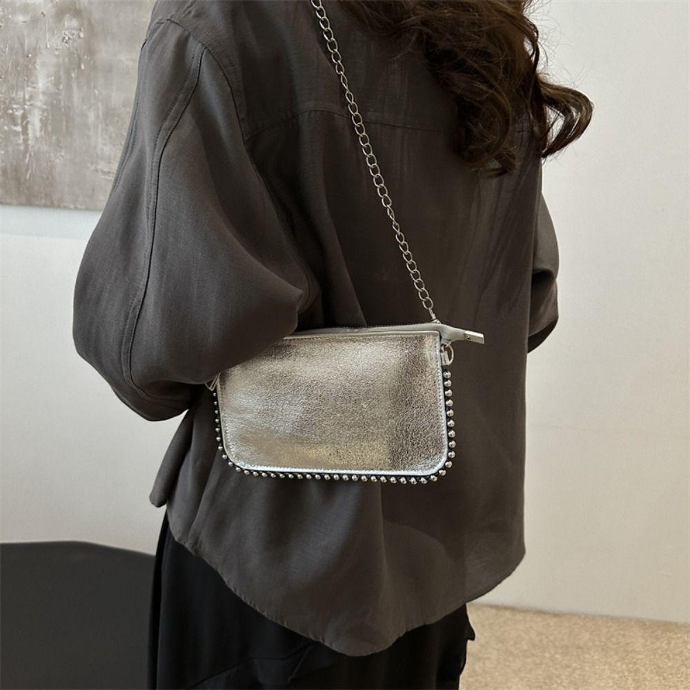 Сумка-тоут под мышкой с заклепками, корейский стиль, роскошная сумочка, элегантная винтажная сумка на плечо, женская