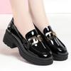Women's 2024 Spring/Summer Platform Loafers: British-Style, Low-Top, Patent Leather Flats