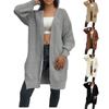 20/5000 Women's Solid Color Loose Medium Long Knitted Long Sleeve Loose Cardigan Coat For Women