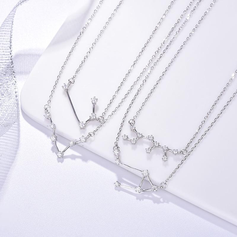 ANENJERY Silver Color Zodiac Necklace Celestial Jewelry Best Friend Gift Constellation Necklace S-N487