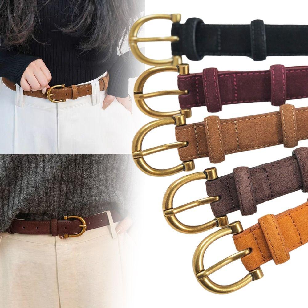 Pin Buckle Suede Leather Belt Versatile Wide Waistband Women Waist Belt  Coat Skirt Decoration
