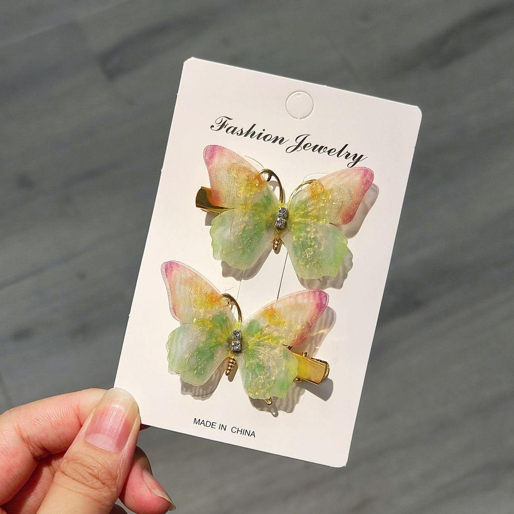 Градиентная заколка-бабочка для детей - симпатичная заколка-уточка из сетки и сплава, идеально подходит для стилей ханьфу и феи