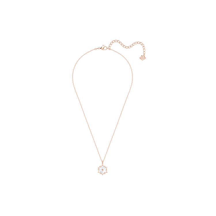 Swarovski Magic Snowflake Faux Crystal Stone Necklaces Womens Rose Gold/White