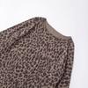 Women's Leopard Print Round Neck Long Sleeve Knit Sweater - European & American Style 2025 New Collection