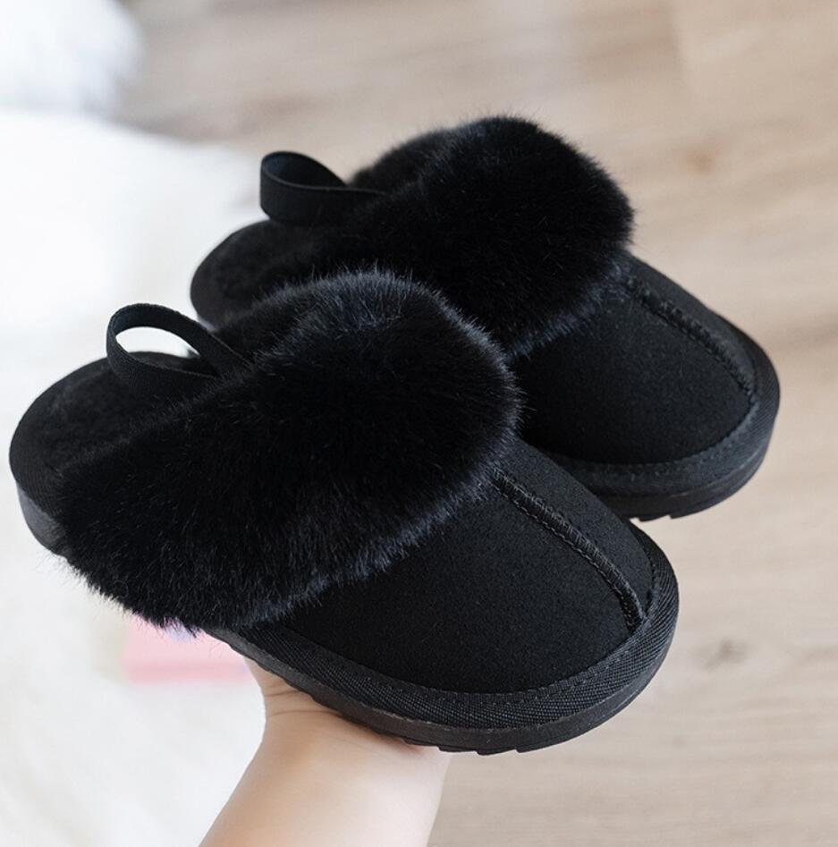 Модные детские хлопковые тапочки, модные однотонные плюшевые домашние тапочки, нескользящие удобные тапочки для девочек, теплая хлопковая обувь для мальчиков