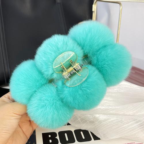 Шарик из меха кролика рекс, большая заколка на голову, милая плюшевая заколка для знаменитостей, аксессуары для волос, осенне-зимний корейский головной убор для волос.