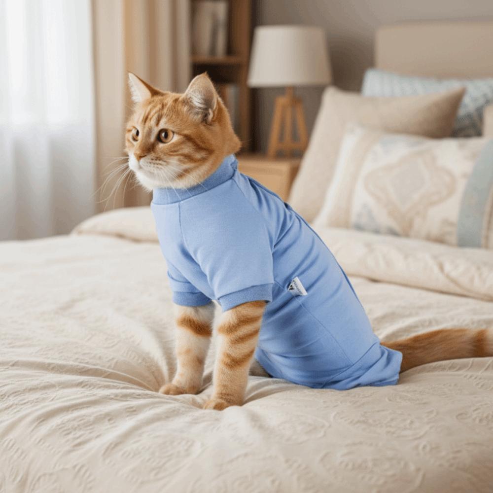 Adjustable Cat Recovery Suit Breathable Comfortable Cat Sterilization Suit Solid Color Soft Cat Weaning Suit For Dogs Cats
