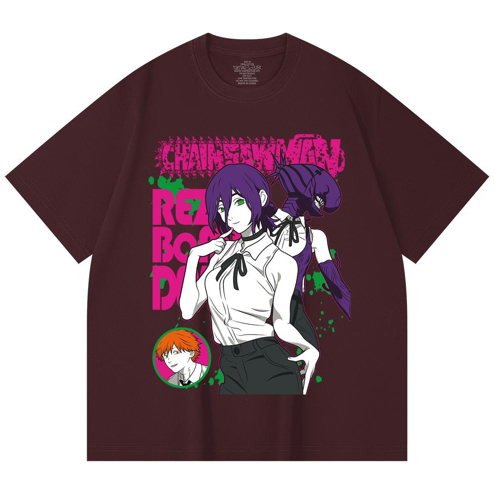 Хлопковая футболка унисекс с принтом Reze (V44) из Chainsaw Man, 230 г/м², 100% хлопок, плотный хлопок