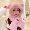 Plush Beanie Hat Scarf Thickening Neck Warmer Winter Ear Protection Cap  for Women