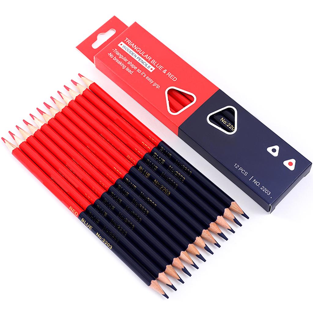 12 шт. карандашей для проверки, красные и синие карандаши, двухцветные карандаши, стираемые карандаши, предварительно заточенные для проверки раскрашивания