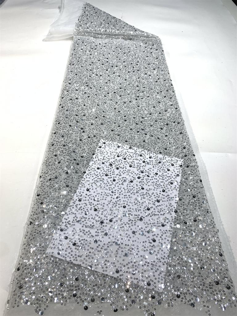 Роскошное французское сетчатое кружево с бисером Ткань 2025 Высокое качество Африканское Нигерийское Кружево с пайетками Кружево для женских свадебных платьев для вечеринок Шитье