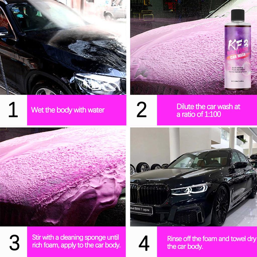Bubble Car Wash Liquid Car Motorcycle Prewash Wash High Concentrated High Penal Strength Decontamination Detergent 100ml